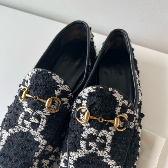 Gucci women’s tweed Jordan loafer black and white GG size 37 - Picture 7 of 8
